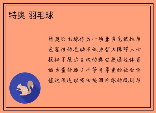 特奥 羽毛球